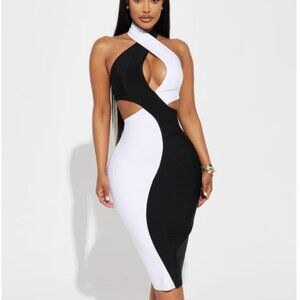 North Bandage Midi Dress - Black/White